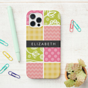 Zigzag, Zickzack, Polka Dots, Gingham, Ihr Name iPhone 12 Pro Hülle