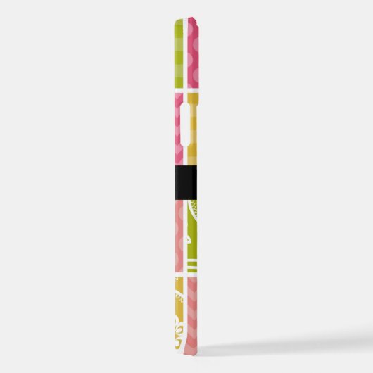 Zigzag, Zickzack, Polka Dots, Gingham, Ihr Name iPhone Hülle (Rechte Seite)