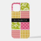 Zigzag, Zickzack, Polka Dots, Gingham, Ihr Name iPhone Hülle (Rückseite)