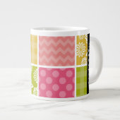 Zigzag, Zickzack, Polka Dots, Gingham, Ihr Name Jumbo-Tasse (Vorderseite Rechts)