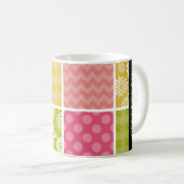 Zigzag, Zickzack, Polka Dots, Gingham, Ihr Name Kaffeetasse (VorderseiteRechts)