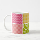 Zigzag, Zickzack, Polka Dots, Gingham, Ihr Name Kaffeetasse (Links)