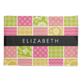 Zigzag, Zickzack, Polka Dots, Gingham, Ihr Name Kissenbezug (Rückseite)