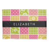 Zigzag, Zickzack, Polka Dots, Gingham, Ihr Name Kissenbezug (Vorderseite)