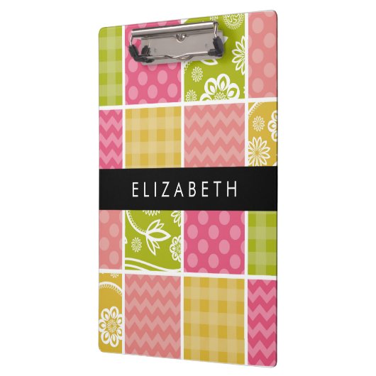 Zigzag, Zickzack, Polka Dots, Gingham, Ihr Name Klemmbrett (Links)