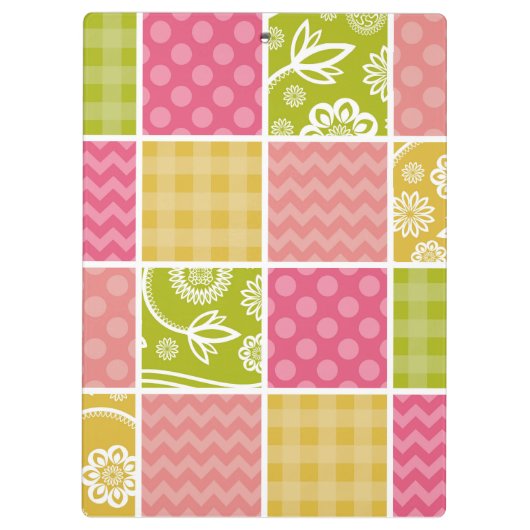 Zigzag, Zickzack, Polka Dots, Gingham, Ihr Name Klemmbrett (Rückseite)