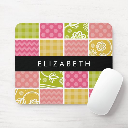 Zigzag, Zickzack, Polka Dots, Gingham, Ihr Name Mousepad (Mit Mouse)