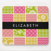 Zigzag, Zickzack, Polka Dots, Gingham, Ihr Name Mousepad (Vorne)