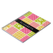 Zigzag, Zickzack, Polka Dots, Gingham, Ihr Name Notizblock (Linke Seite)