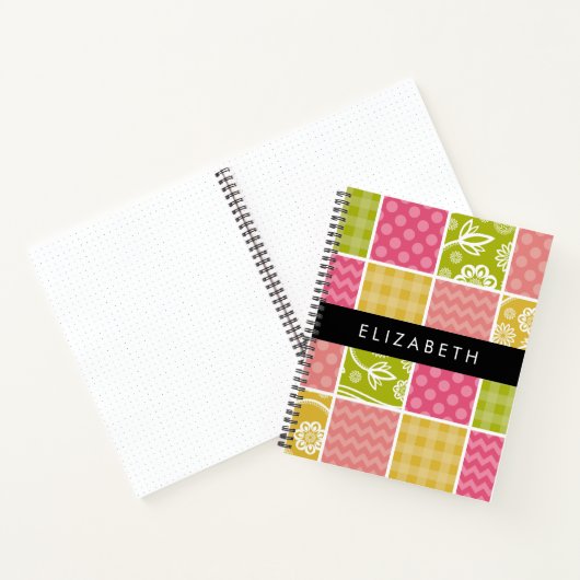 Zigzag, Zickzack, Polka Dots, Gingham, Ihr Name Notizblock (Innenseite)