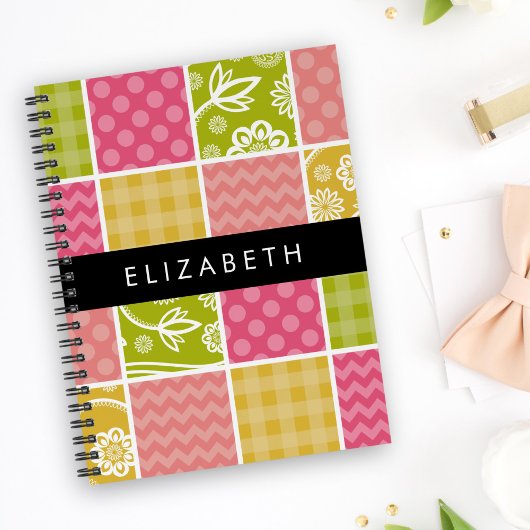 Zigzag, Zickzack, Polka Dots, Gingham, Ihr Name Planer