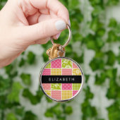 Zigzag, Zickzack, Polka Dots, Gingham, Ihr Name Schlüsselanhänger (Hand)