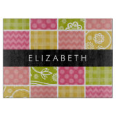 Zigzag, Zickzack, Polka Dots, Gingham, Ihr Name Schneidebrett (Vorderseite)