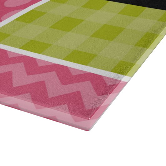 Zigzag, Zickzack, Polka Dots, Gingham, Ihr Name Schneidebrett (Ecke)