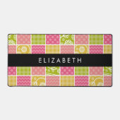 Zigzag, Zickzack, Polka Dots, Gingham, Ihr Name Schreibtischunterlage (Vorderseite)