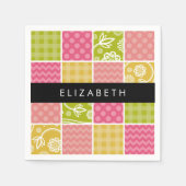 Zigzag, Zickzack, Polka Dots, Gingham, Ihr Name Serviette (Vorderseite)