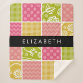 Zigzag, Zickzack, Polka Dots, Gingham, Ihr Name Sherpadecke (Vorderseite)