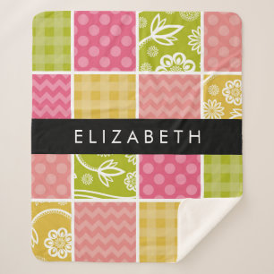 Zigzag, Zickzack, Polka Dots, Gingham, Ihr Name Sherpadecke