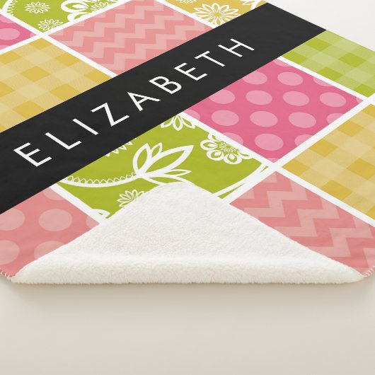 Zigzag, Zickzack, Polka Dots, Gingham, Ihr Name Sherpadecke (3/4)