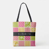 Zigzag, Zickzack, Polka Dots, Gingham, Ihr Name Tasche (Rückseite)