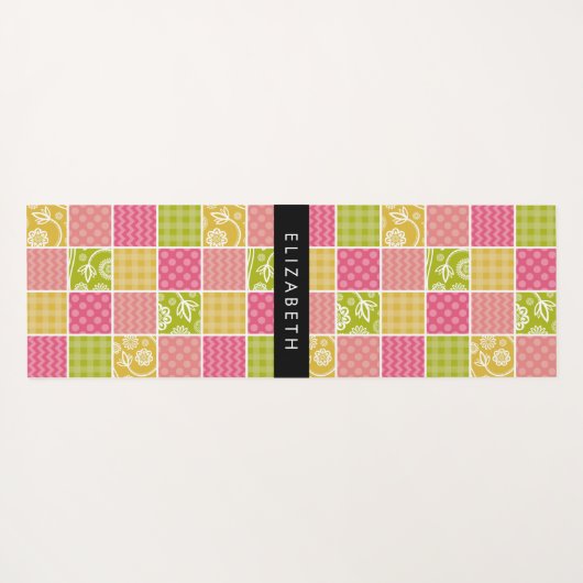 Zigzag, Zickzack, Polka Dots, Gingham, Ihr Name Yogamatte (Rückseite (Horizontal))