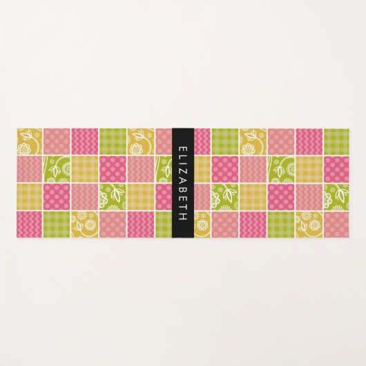 Zigzag, Zickzack, Polka Dots, Gingham, Ihr Name Yogamatte (Vorderseite (Horizontal))