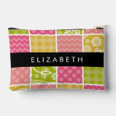Zigzag, Zickzack, Polka Dots, Gingham, Ihr Name Zubehörtasche (Rückseite)