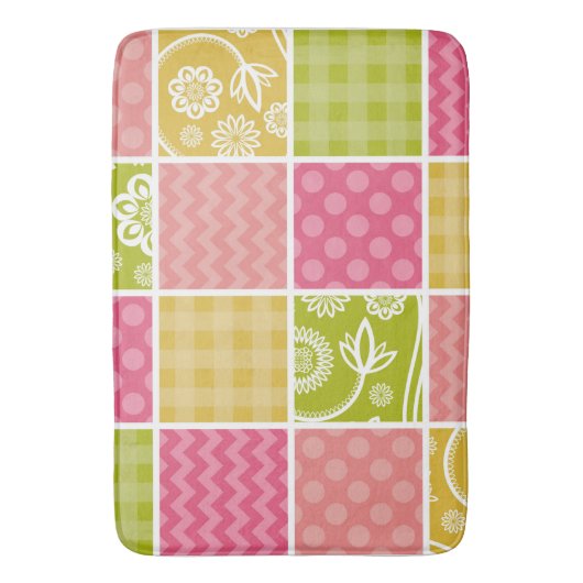 Zigzag, Zickzack, Polka Dots, Gingham, Patchwork Badematte (Vorderseite Vertikal)