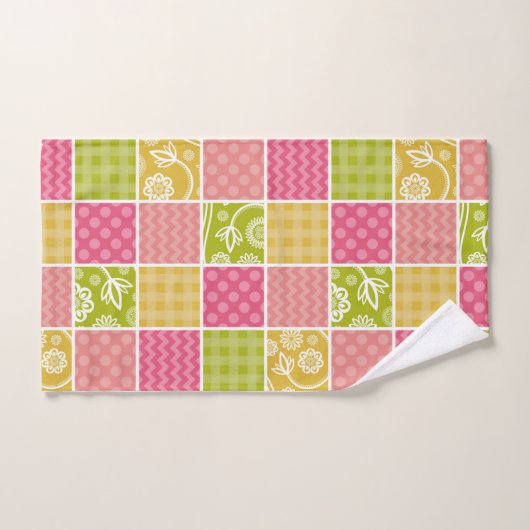 Zigzag, Zickzack, Polka Dots, Gingham, Patchwork Badhandtuch Set (Handtuch)