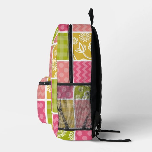 Zigzag, Zickzack, Polka Dots, Gingham, Patchwork Bedruckter Rucksack (Rechts)