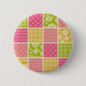 Zigzag, Zickzack, Polka Dots, Gingham, Patchwork Button (Vorderseite)
