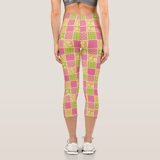 Zigzag, Zickzack, Polka Dots, Gingham, Patchwork Capri Leggings (Rückseite)