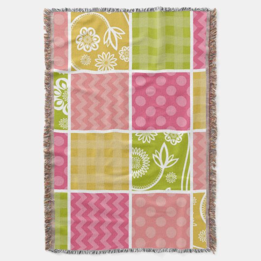 Zigzag, Zickzack, Polka Dots, Gingham, Patchwork Decke (Vorderseite Vertikal)
