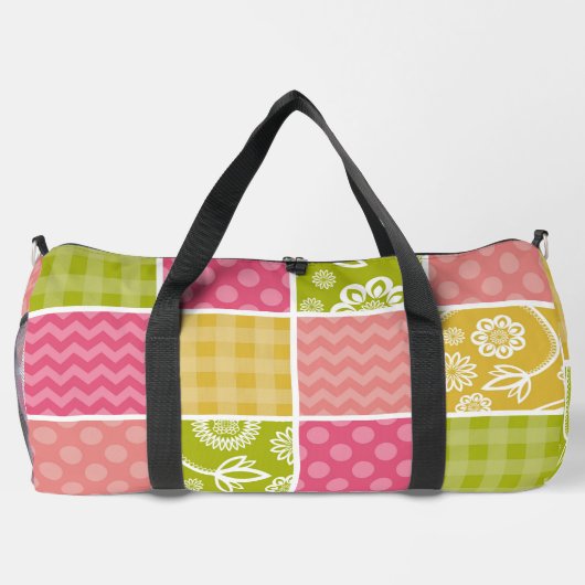 Zigzag, Zickzack, Polka Dots, Gingham, Patchwork Duffle Bag (Rückseite)