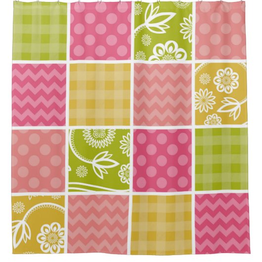 Zigzag, Zickzack, Polka Dots, Gingham, Patchwork Duschvorhang (Vorderseite)