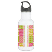 Zigzag, Zickzack, Polka Dots, Gingham, Patchwork Edelstahlflasche (Rückseite)