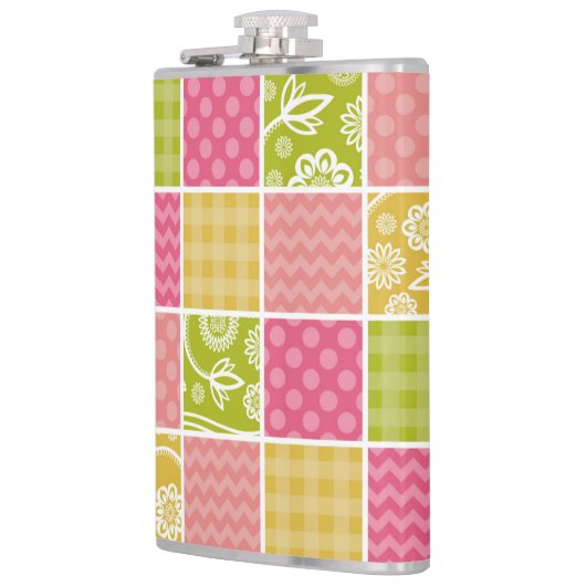 Zigzag, Zickzack, Polka Dots, Gingham, Patchwork Flachmann (Links)