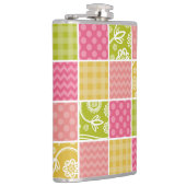 Zigzag, Zickzack, Polka Dots, Gingham, Patchwork Flachmann (Rechts)