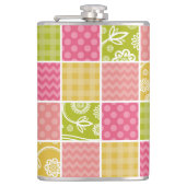 Zigzag, Zickzack, Polka Dots, Gingham, Patchwork Flachmann (Vorderseite)