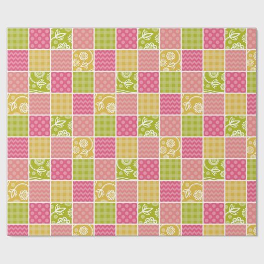 Zigzag, Zickzack, Polka Dots, Gingham, Patchwork Geschenkpapier (Flach)