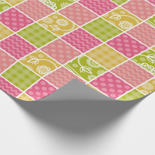 Zigzag, Zickzack, Polka Dots, Gingham, Patchwork Geschenkpapier (Ecke)