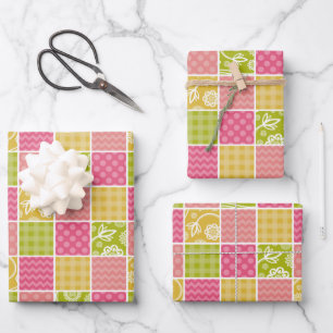 Zigzag, Zickzack, Polka Dots, Gingham, Patchwork Geschenkpapier Set