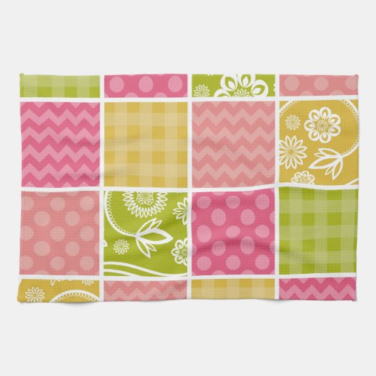 Zigzag, Zickzack, Polka Dots, Gingham, Patchwork Geschirrtuch (Horizontal)