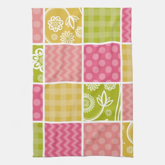 Zigzag, Zickzack, Polka Dots, Gingham, Patchwork Geschirrtuch (Vertikal)