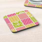 Zigzag, Zickzack, Polka Dots, Gingham, Patchwork Getränkeuntersetzer (Linke Seite)