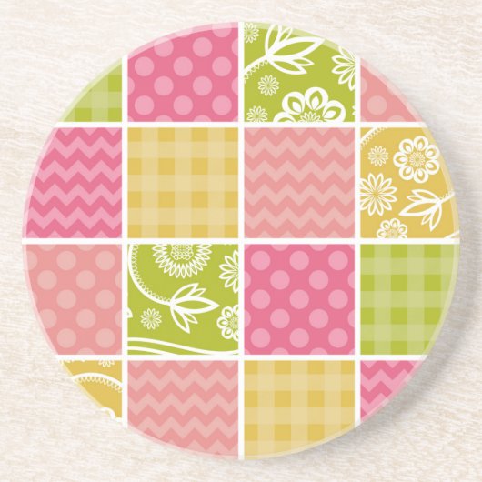 Zigzag, Zickzack, Polka Dots, Gingham, Patchwork Getränkeuntersetzer (Vorne)