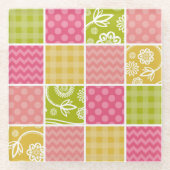 Zigzag, Zickzack, Polka Dots, Gingham, Patchwork Glasuntersetzer (Vorderseite)