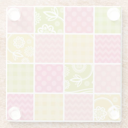 Zigzag, Zickzack, Polka Dots, Gingham, Patchwork Glasuntersetzer (Rückseite)