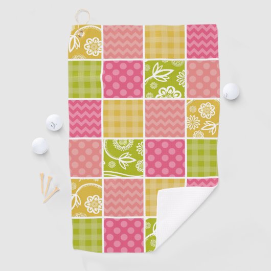 Zigzag, Zickzack, Polka Dots, Gingham, Patchwork Golfhandtuch (Insitu)