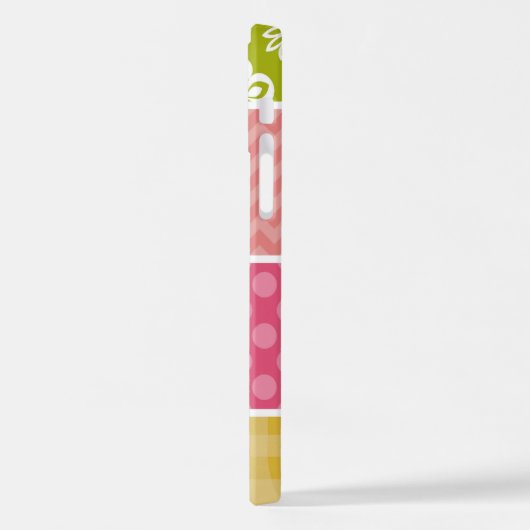 Zigzag, Zickzack, Polka Dots, Gingham, Patchwork iPhone Hülle (Linke Seite)